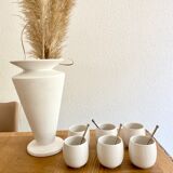 Set of 6 white sandstone pots