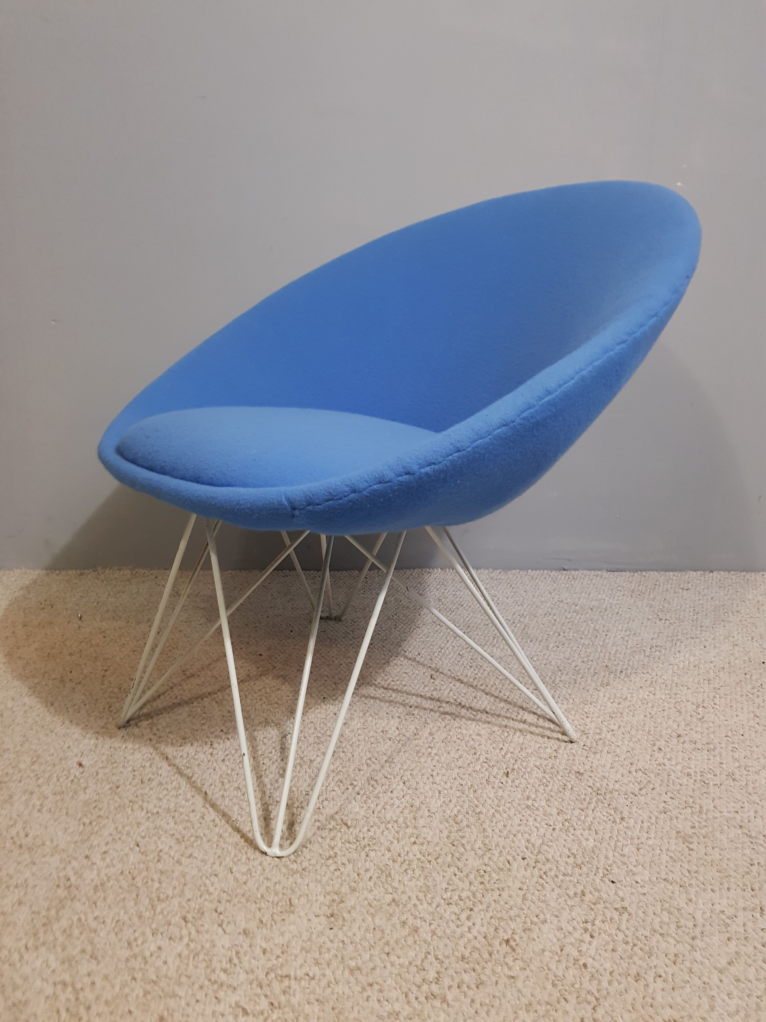 Pair of Italian blue low chairs 1950