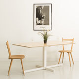 Dining table or desk with a white metal base