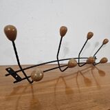 Vintage wall coat rack - Varnished wooden coat rack