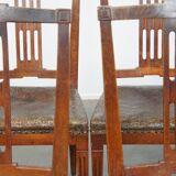 Ensemble de 6 chaises de salle à manger en cuir antiques d'origine néerlandaise