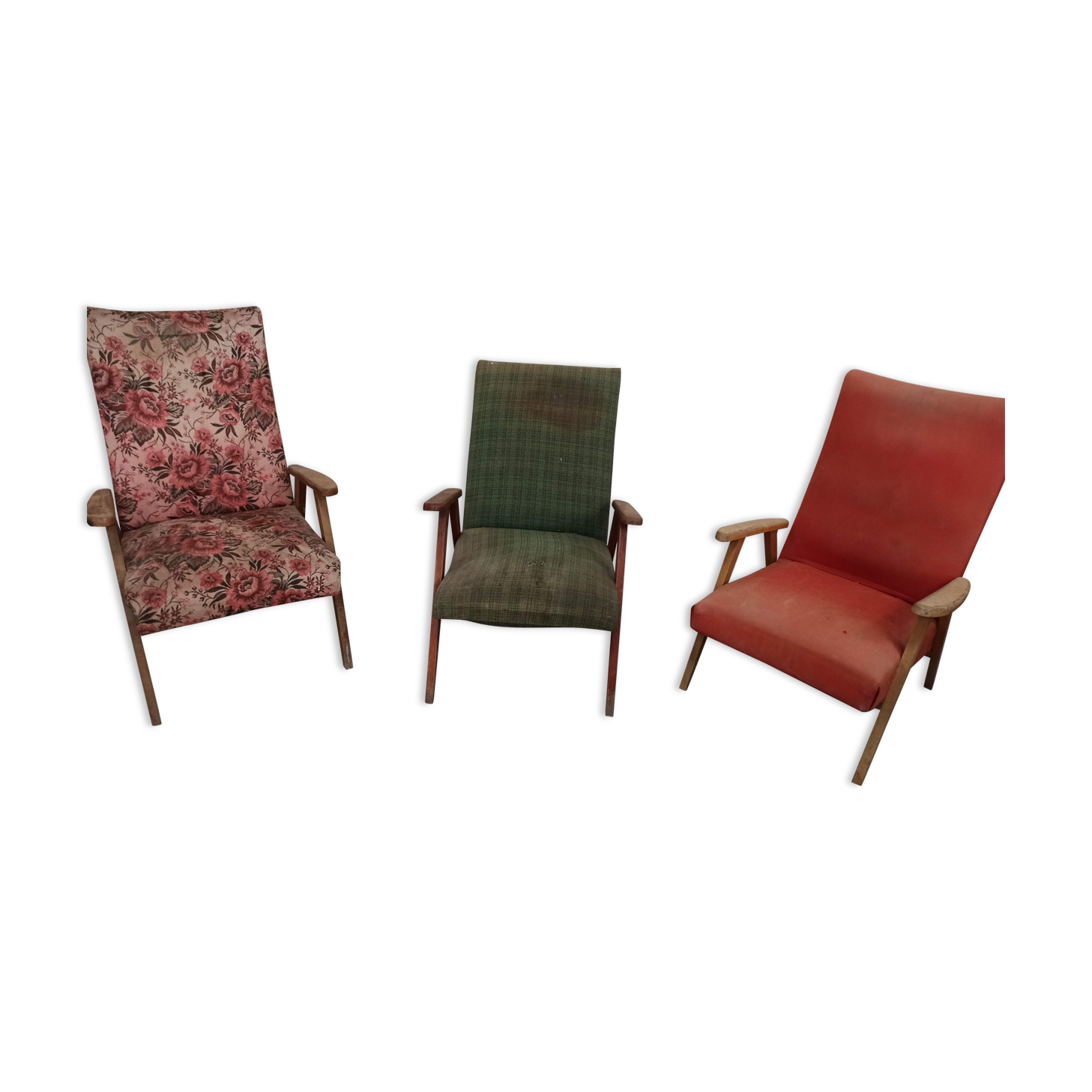 Set 3 armchairs compass feet