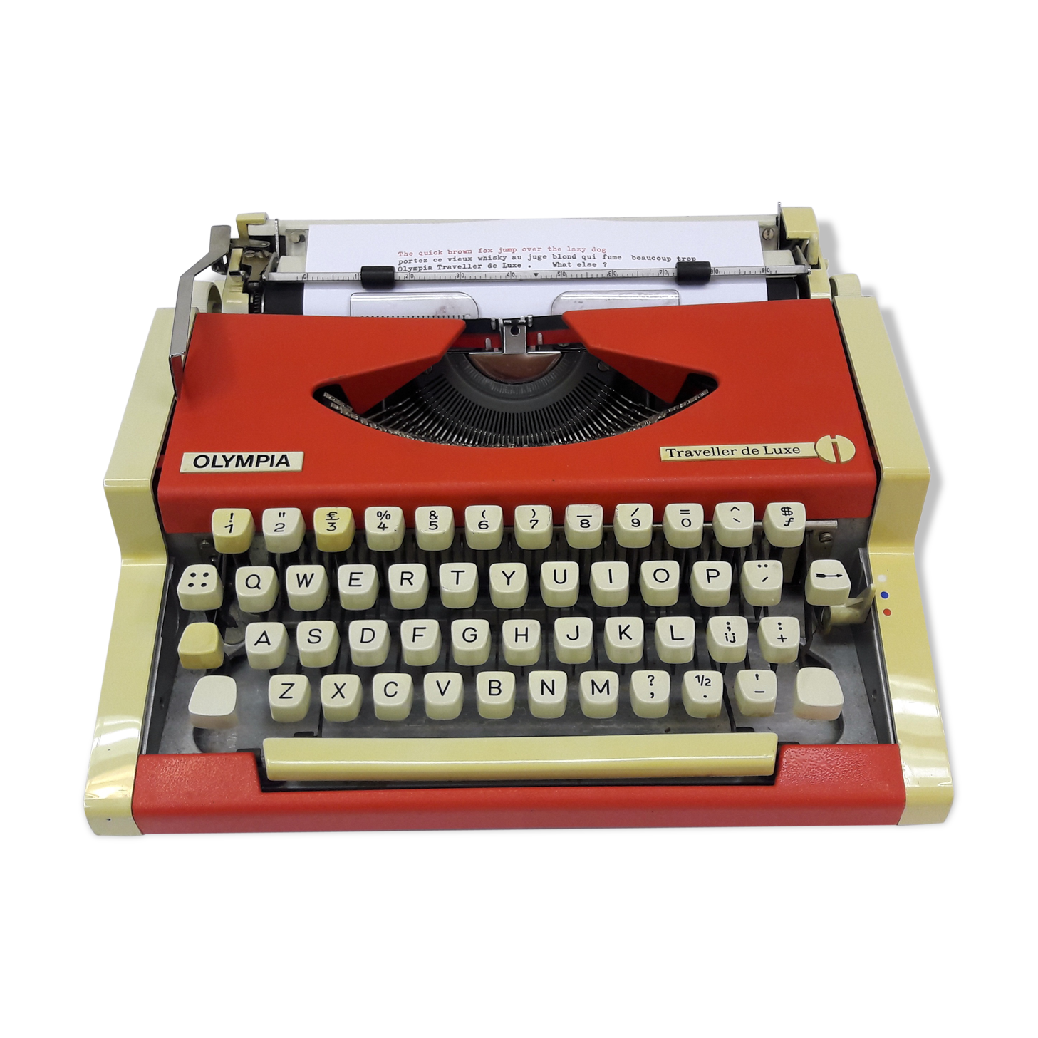 Machine à écrire olympia traveller de luxe vintage orange Selency