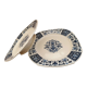 Pair of plates on presentation legs, terre de Fer Gien