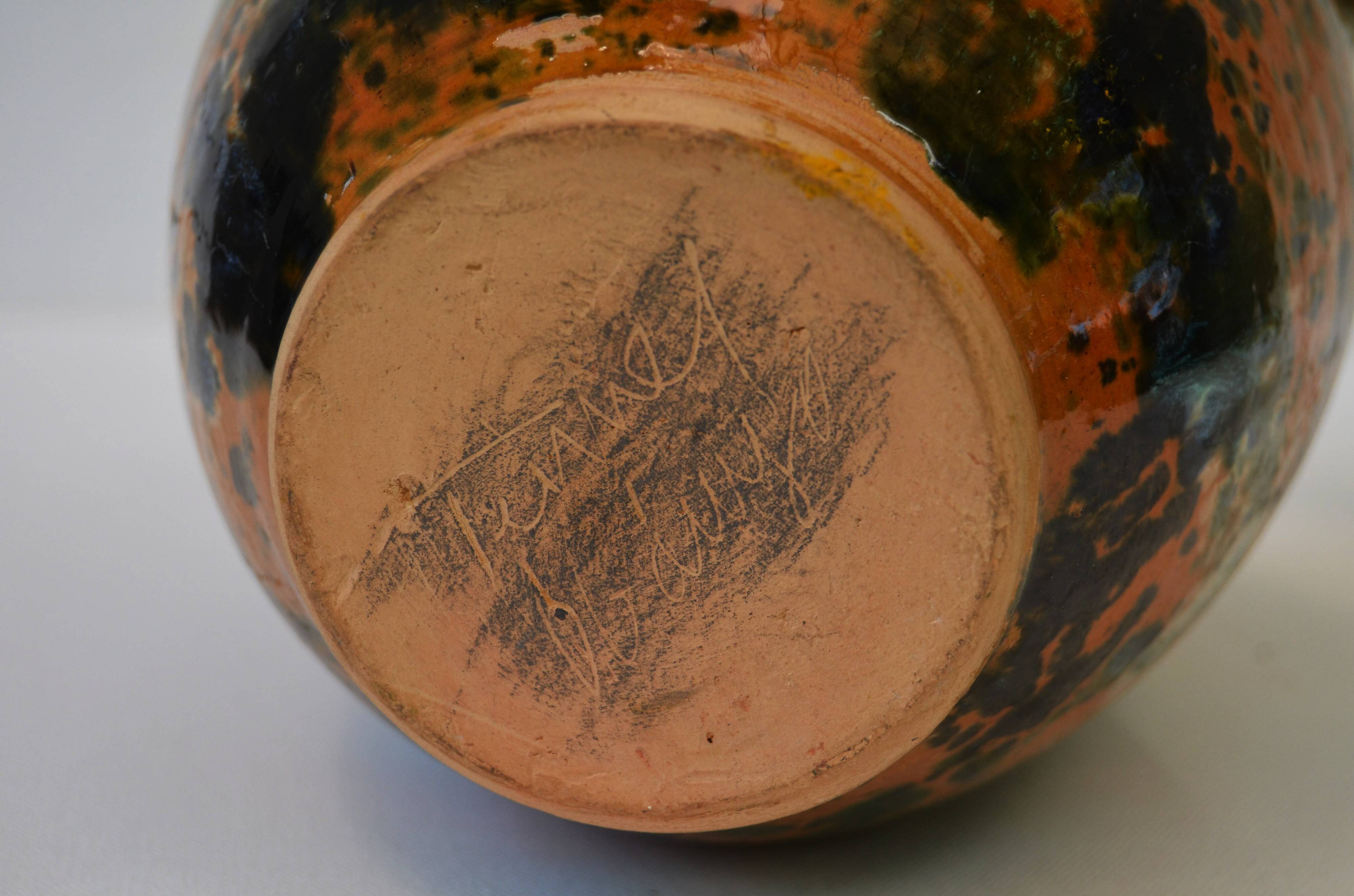 Very Decorative Water Jug Glazed Teimel Istvan Obanya Boros kancso pottery