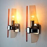 Pair of Veca Rose wall lamps, Murano glass, Italy, 1960