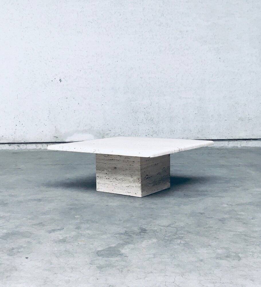 Italian Travertine Square Coffee Table, 1970s