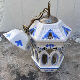 Handmade openwork ceramic pendant lamp