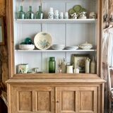 Two-body sideboard, bookcase, dresser in restored solid oak