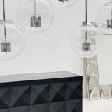 Chrome and bubbled glass balls pendants from the 1970's