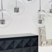 Chrome and bubbled glass balls pendants from the 1970's