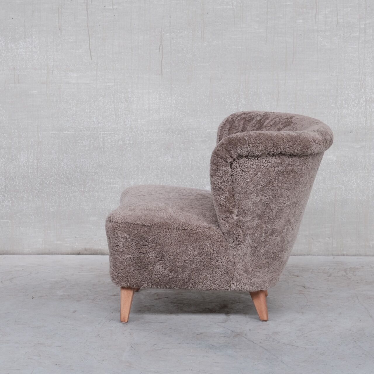 Gösta Jonsson Shearling Mid-Century Swedish Lounge Chair