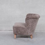 Gösta Jonsson Shearling Mid-Century Swedish Lounge Chair
