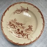 Flat plates iron earth hunting scene vieillard