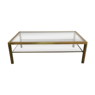 Brass coffee table and 1970 smoked glass