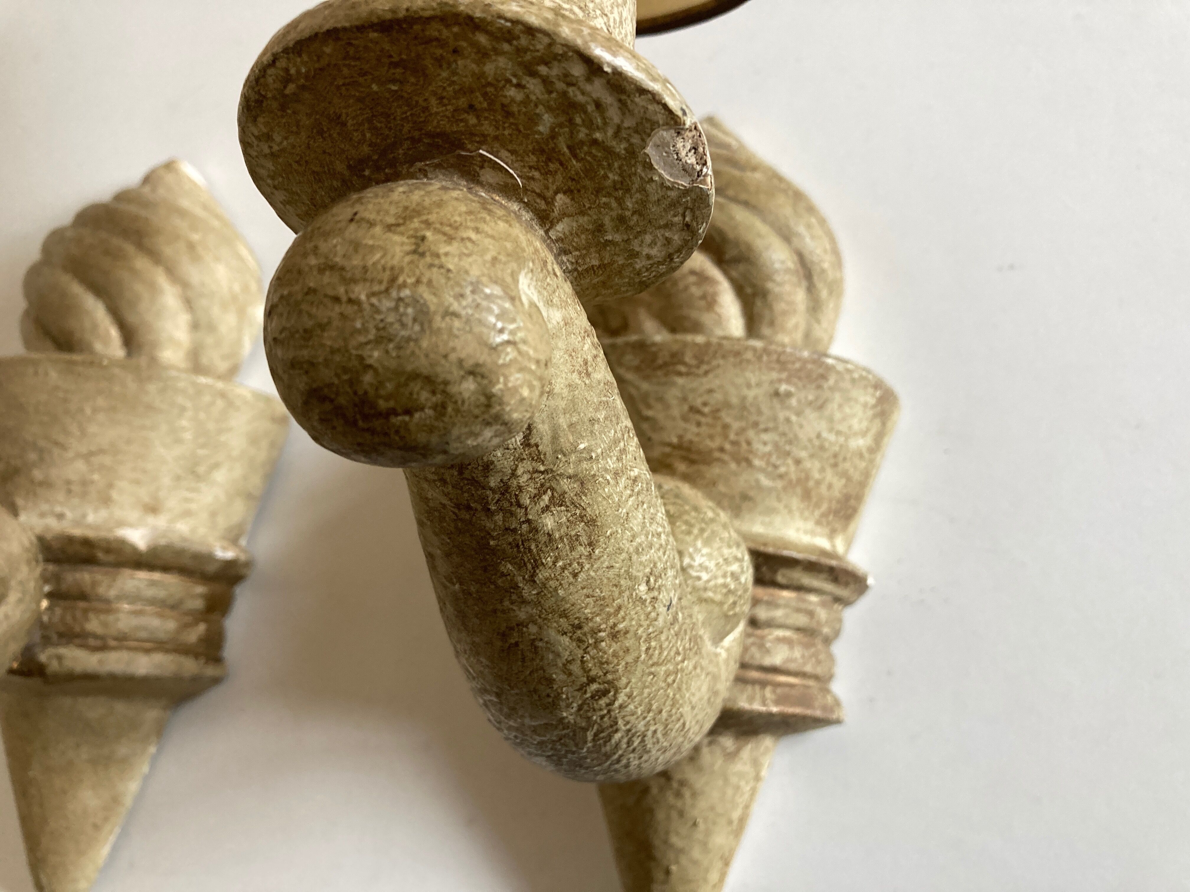 Pair of Arlus torchlight wall light in art deco plaster 1950