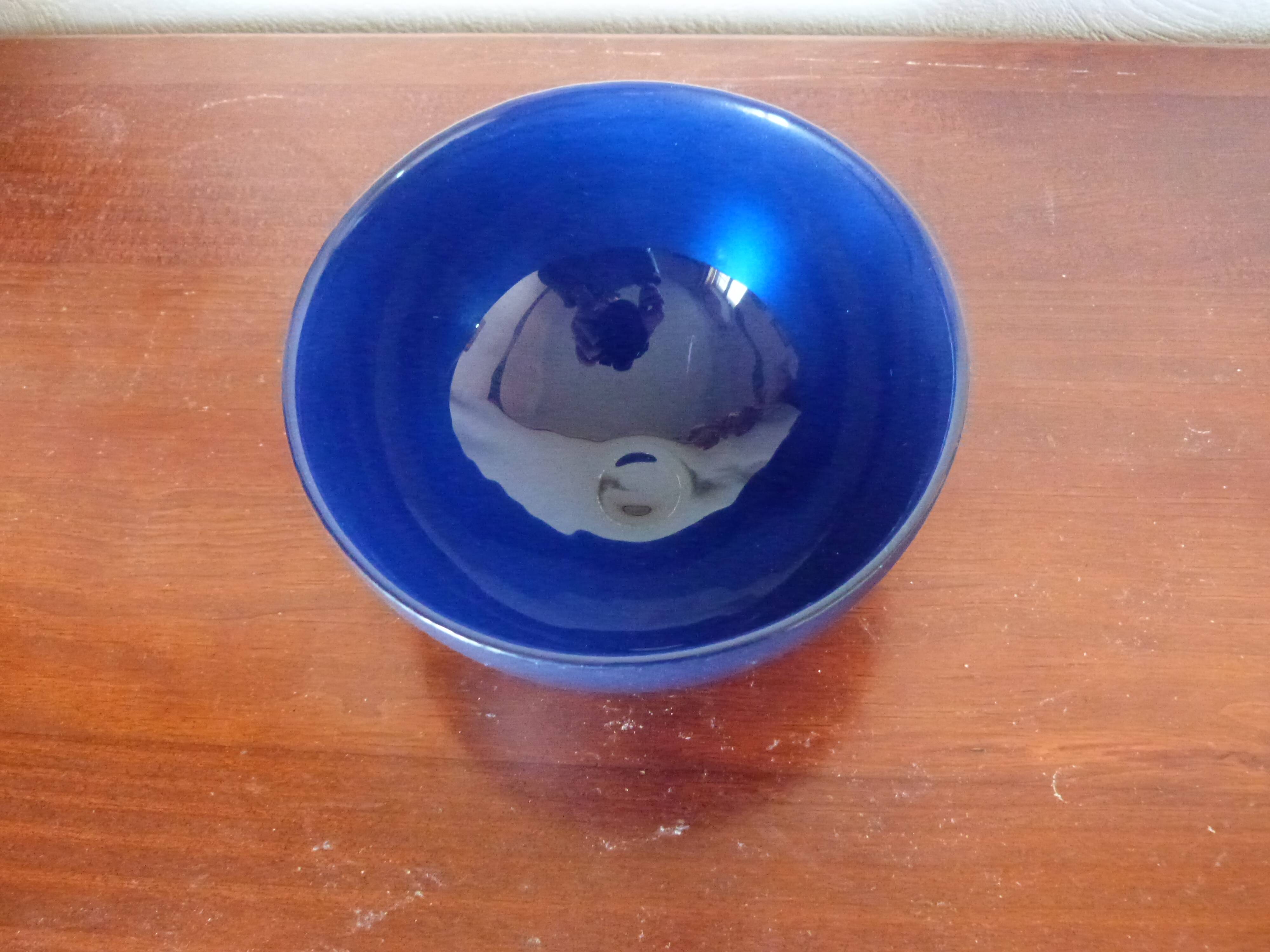 Saladier verre bleu cobalt