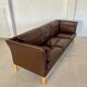 MID CENTURY VINTAGE DANISH MOGENS HANSEN 3 PERSON SOFA IN COCO BROWN LEATHE