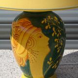 Ceramic lamp, vase and matching plate, Drimmer