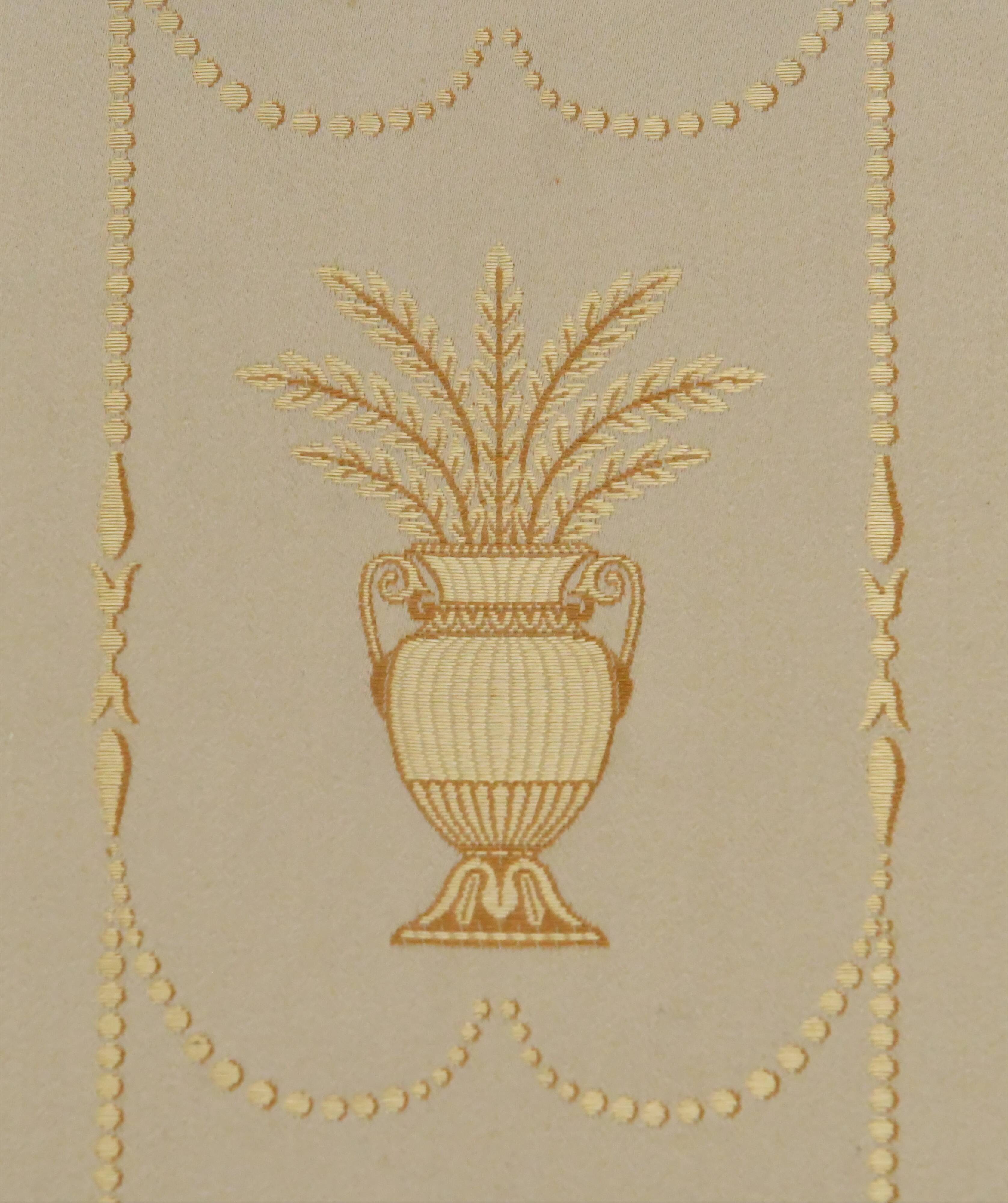 Bench in gilded brass and Empire-style fabric