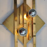 Pair of vintage geometric brass wall lamps