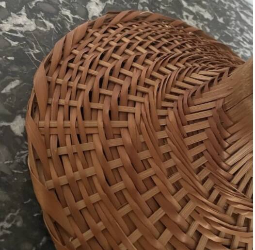 XXL mushroom lamp in woven rattan from the 70s