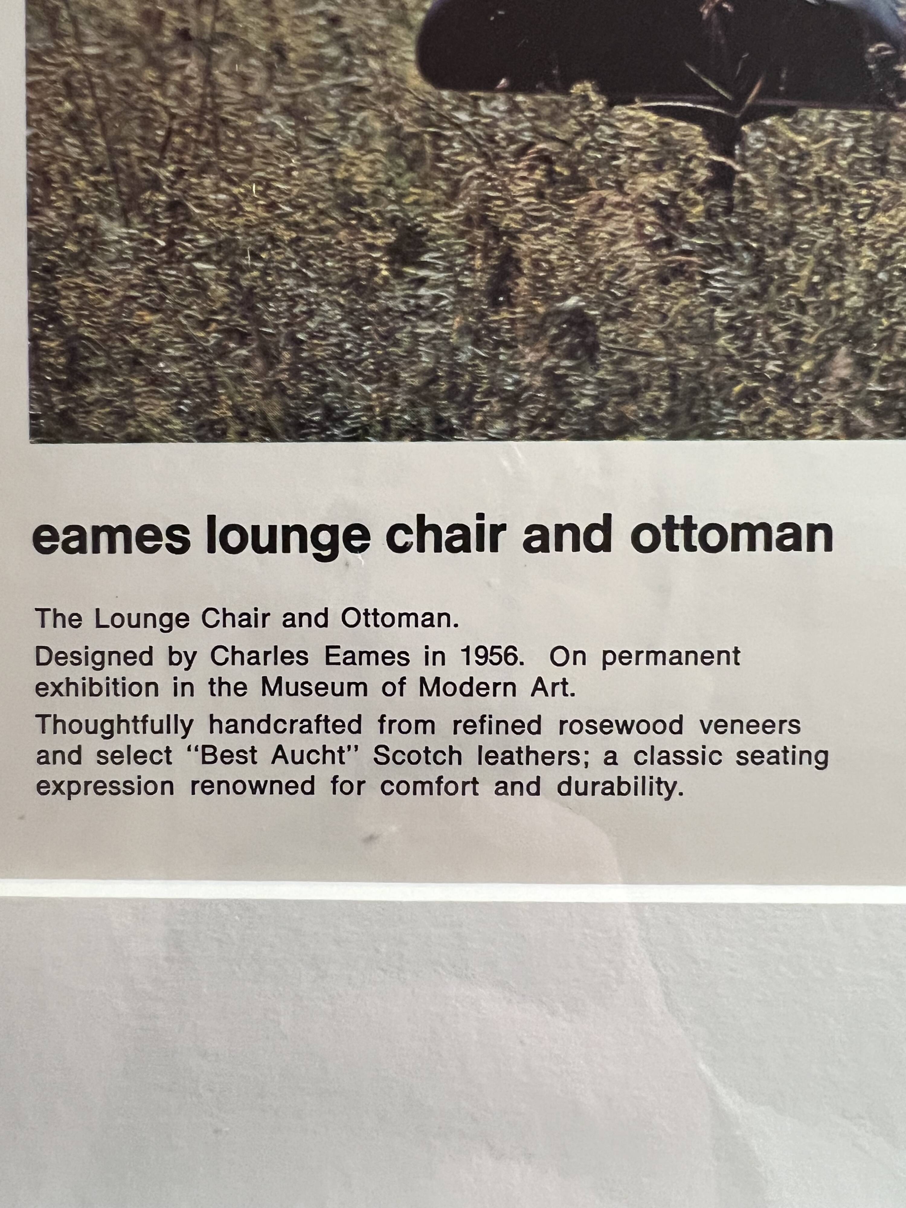 FRAMED POSTER EAMES HERMAN MILLER LOUNGE CHAIR 670