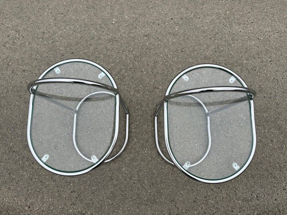 German chrome and glass bedside tables, 1981, set of 2