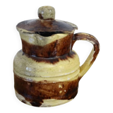 Petit pichet ancien français en céramique avec couvercle, provenant de Dieulefit