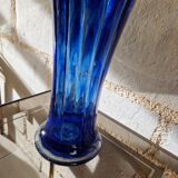 Ancient Blue and Transparent Murano Glass Vase