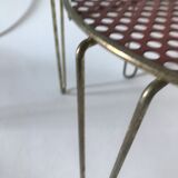 2 table plant-holders tripod red perforated sheet metal