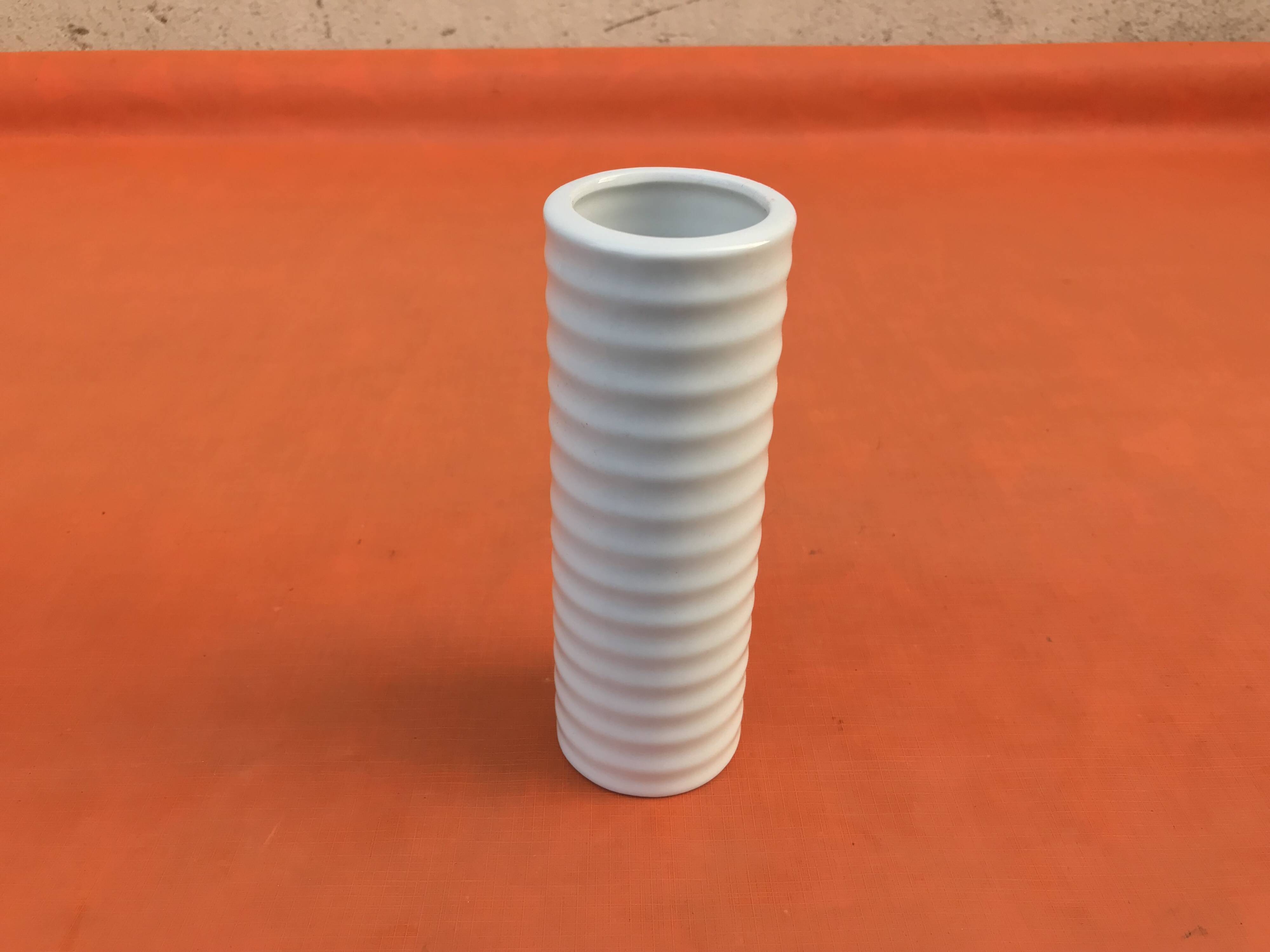 "Groove" Vase White Glazed Ceramic