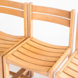 Suite of six solid beech chairs designed by André Sornay - France, 1960