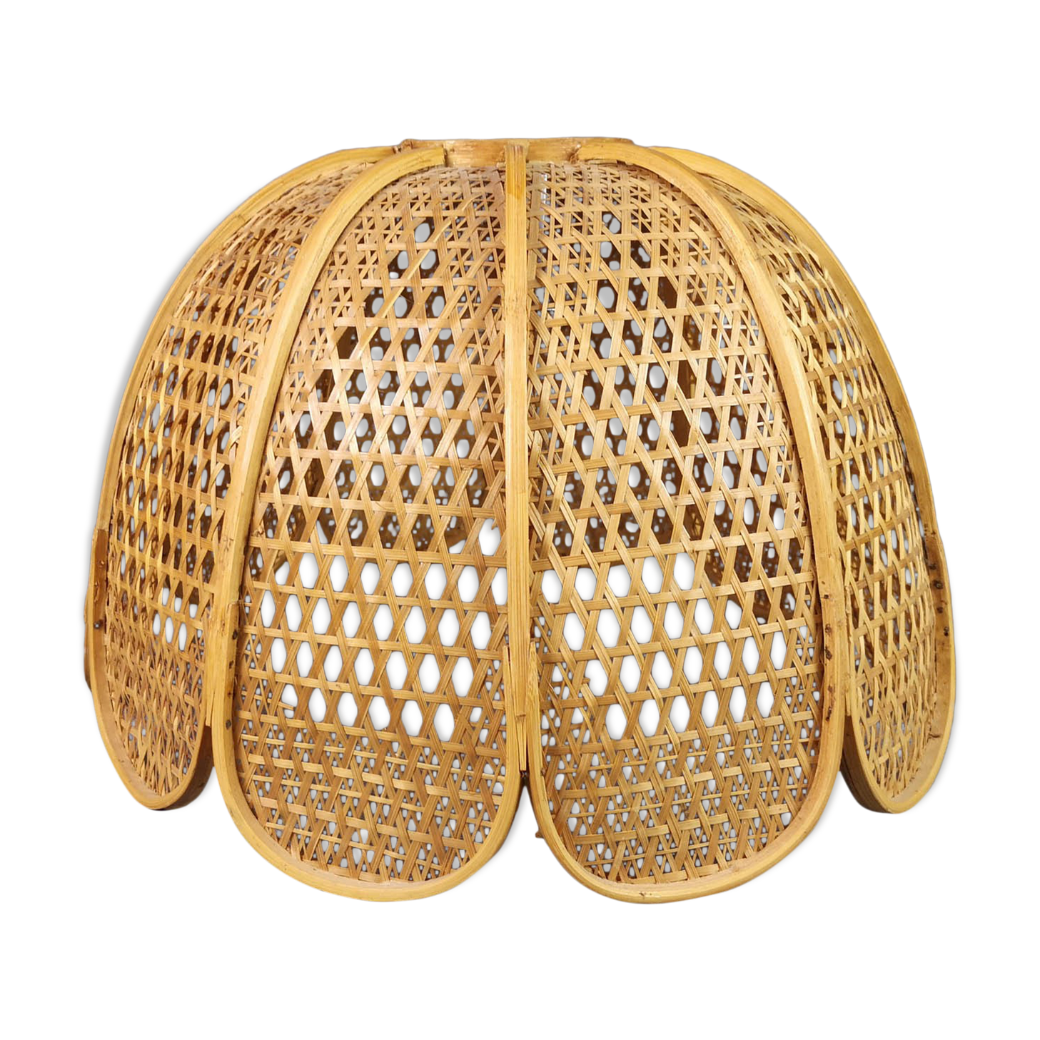 Flower suspension in braided rattan and vintage openwork - very nice condition