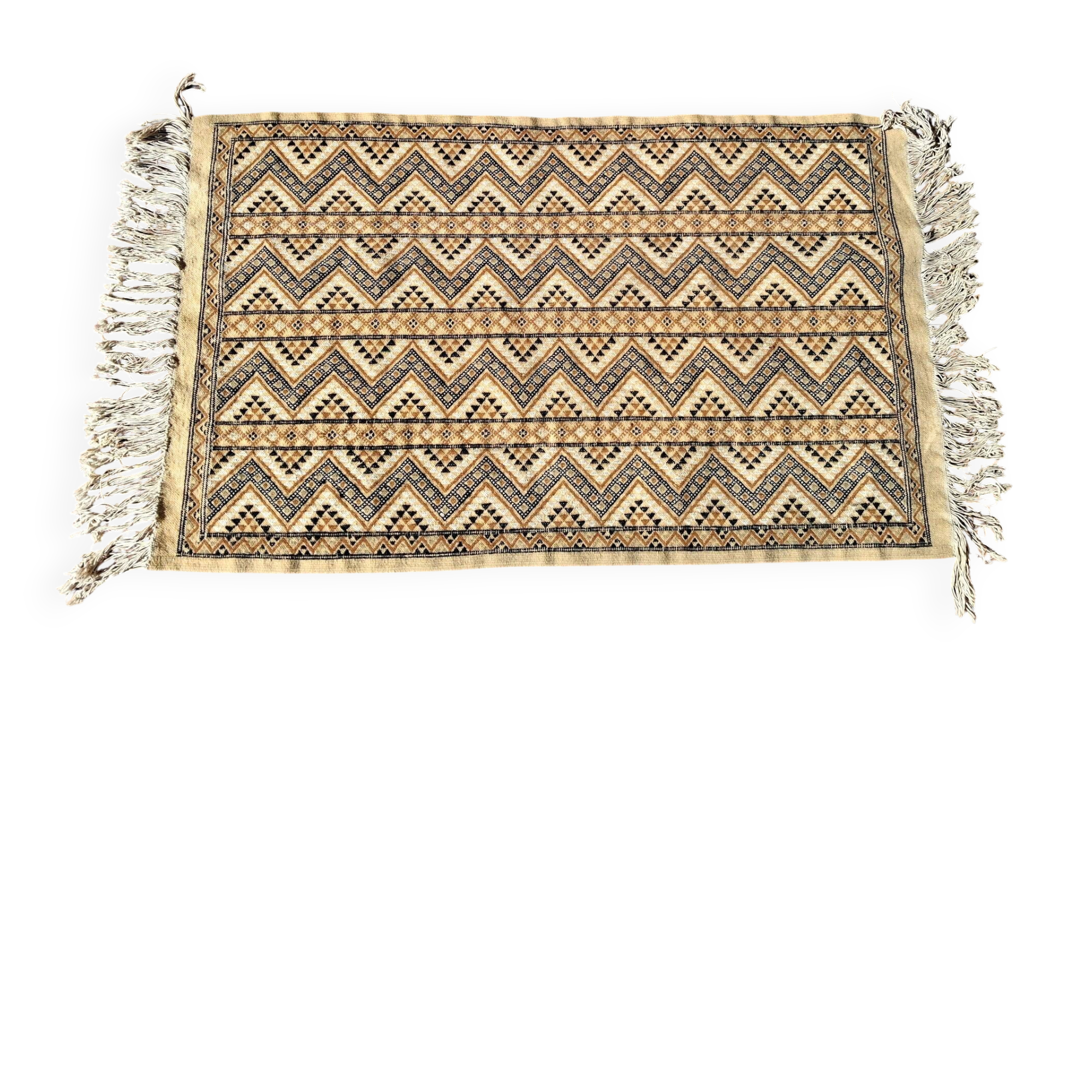 Ancien tapis d'orient tissé à la main, déco bohème vintage
