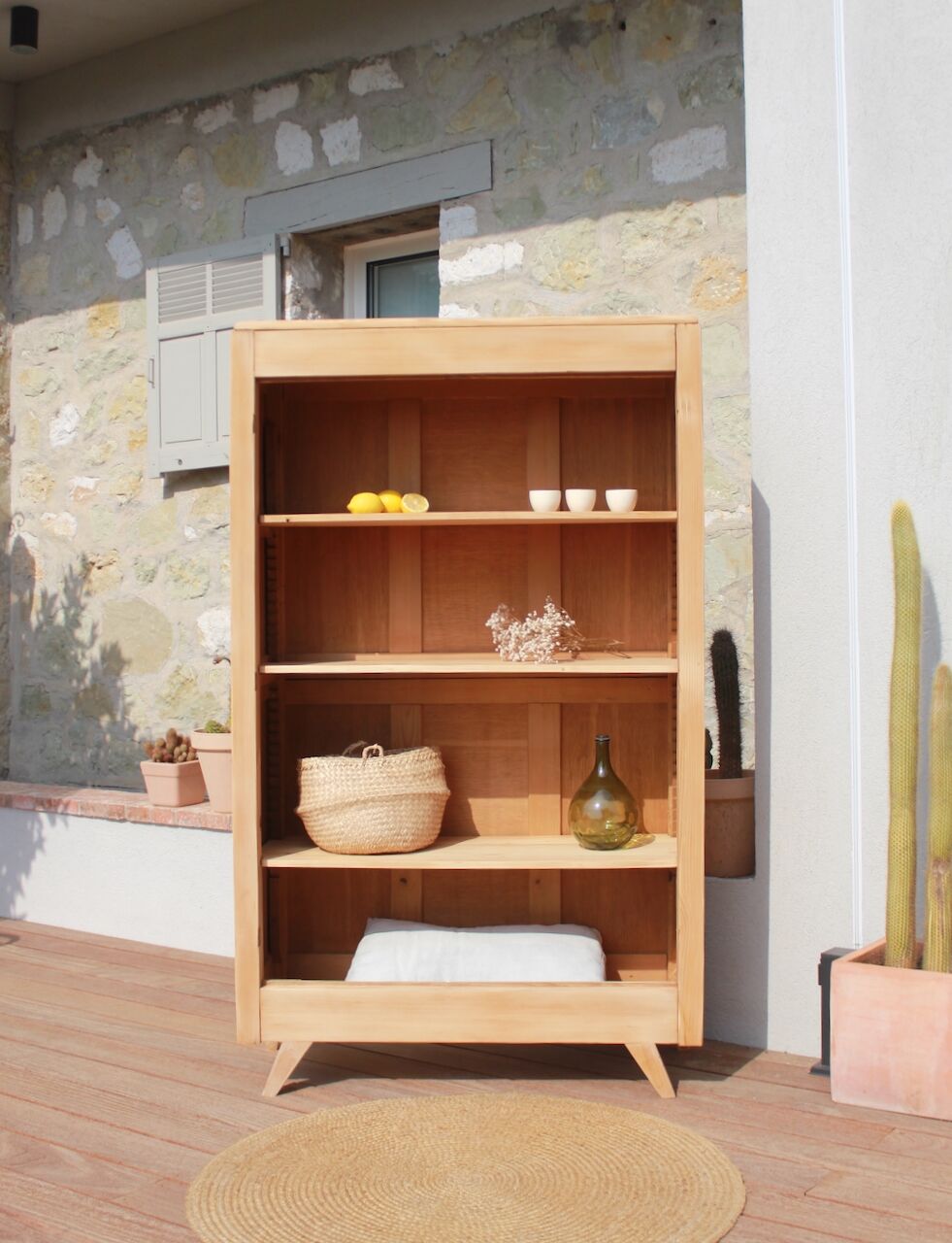 Vintage compass foot bookcase