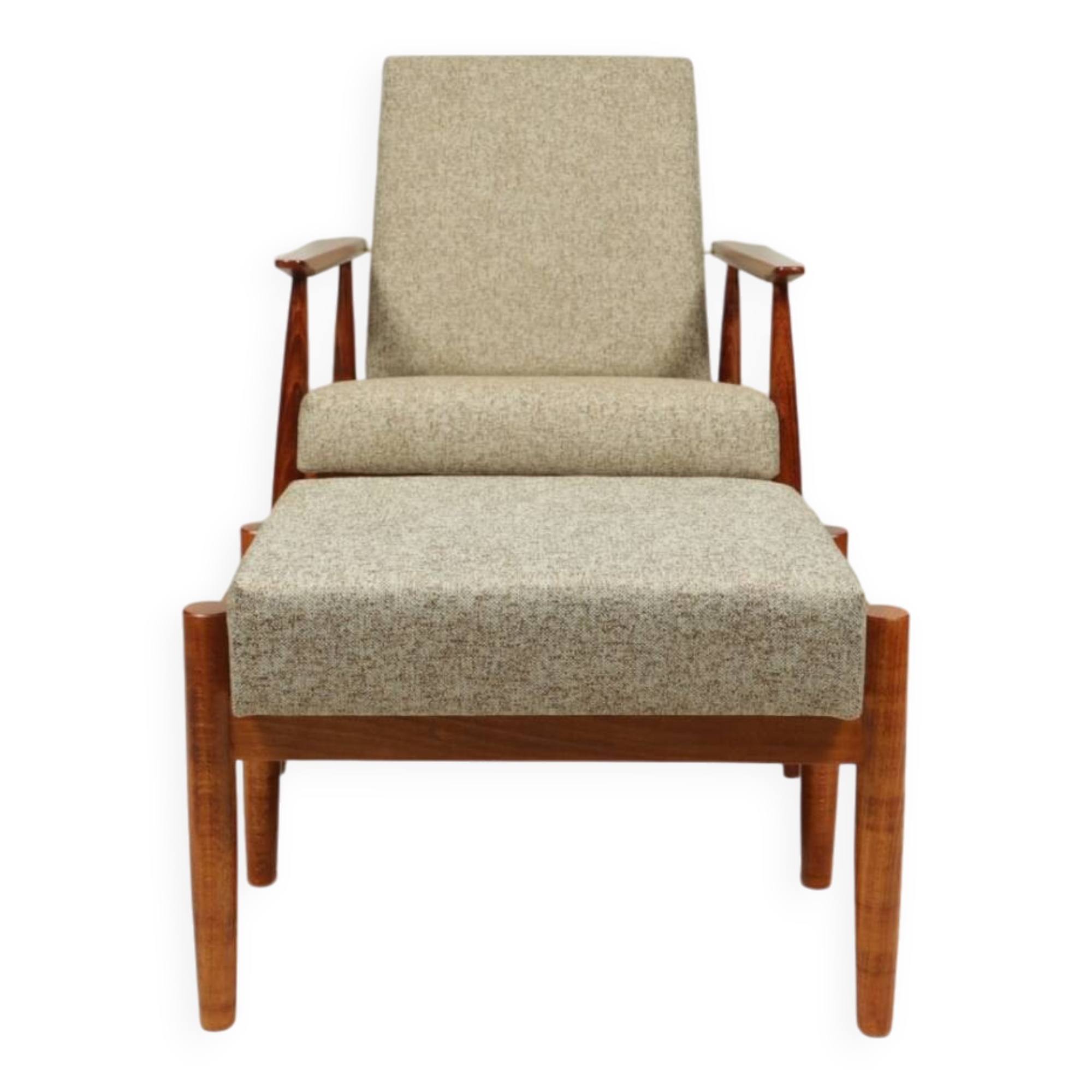 Scandinavian armchair and footrest granola beige concluded by H.Lis 300-190