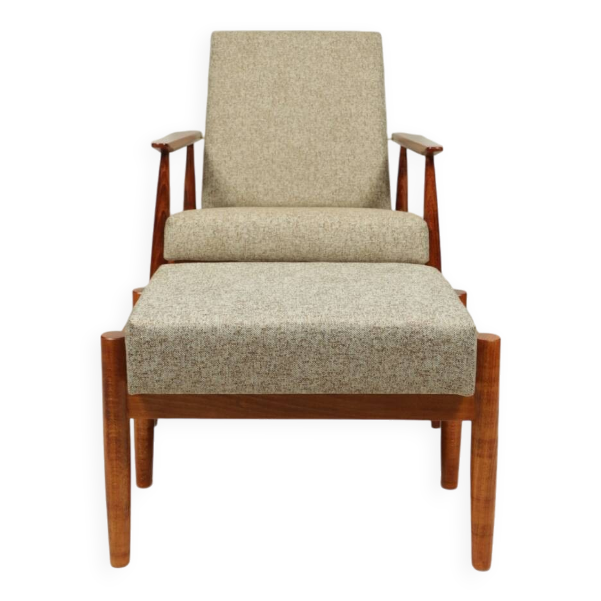Scandinavian armchair and footrest granola beige concluded by H.Lis 300-190