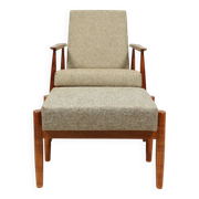 Scandinavian armchair and footrest granola beige concluded by H.Lis 300-190