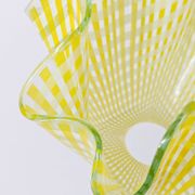 Pair of "Gingham" Chance Brothers cups with yellow checkered pattern and wavy edges.