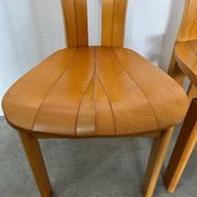 4 old French design solid elm chairs from the 70s vintage