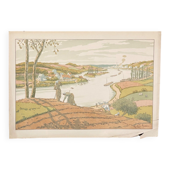 Lithographie par Henri Rivière Les Aspects de la Nature - Le Fleuve 4