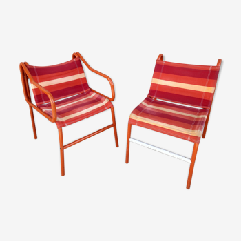 Armchair and Garden Chair Set 70's