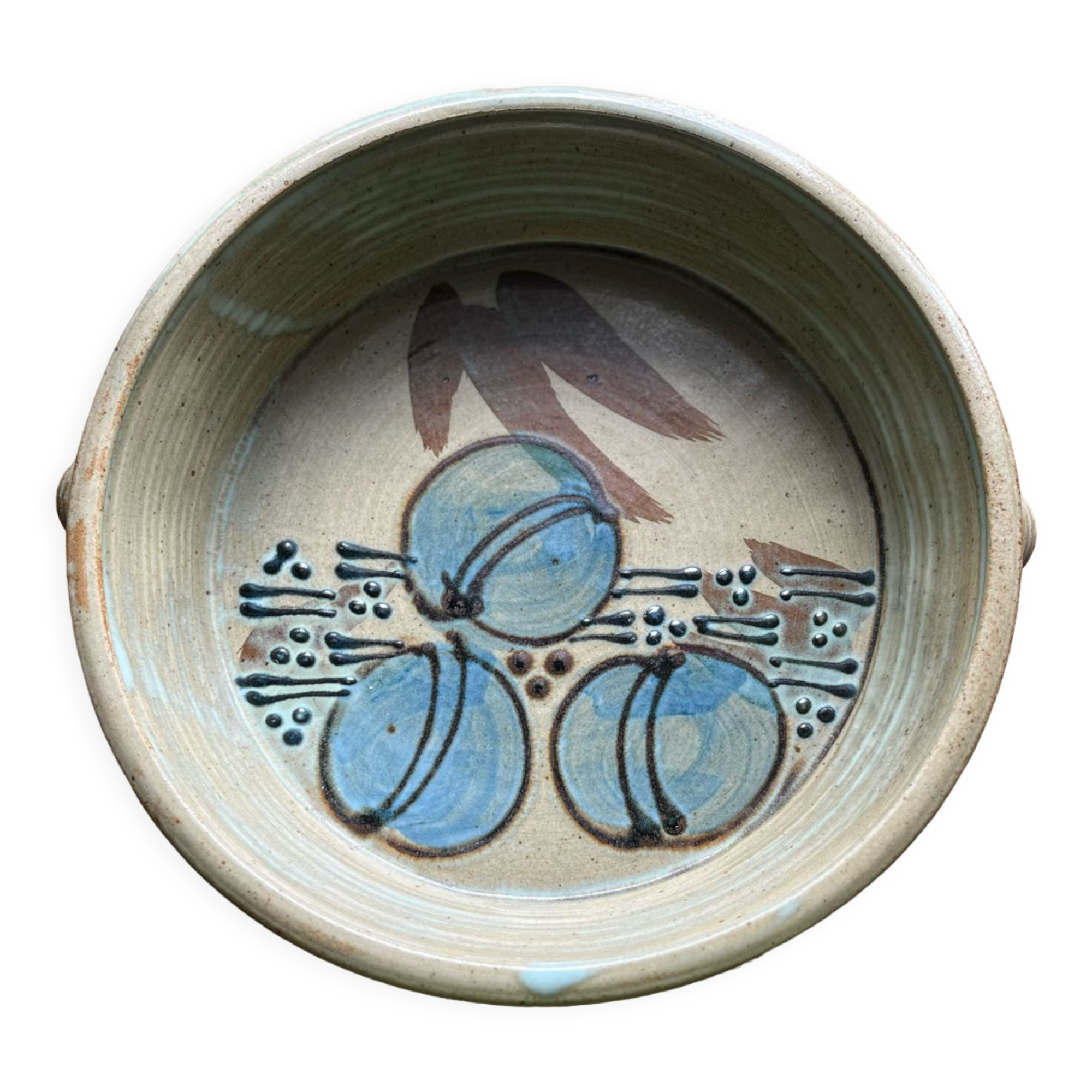 Ceramic salad bowl with plum décor