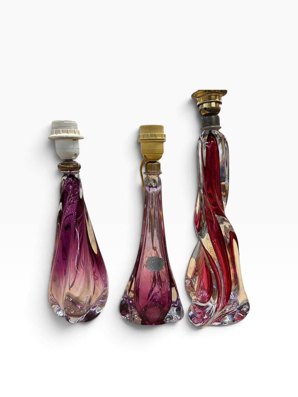 Vintage lamp base in crystal VSL and ruby glass