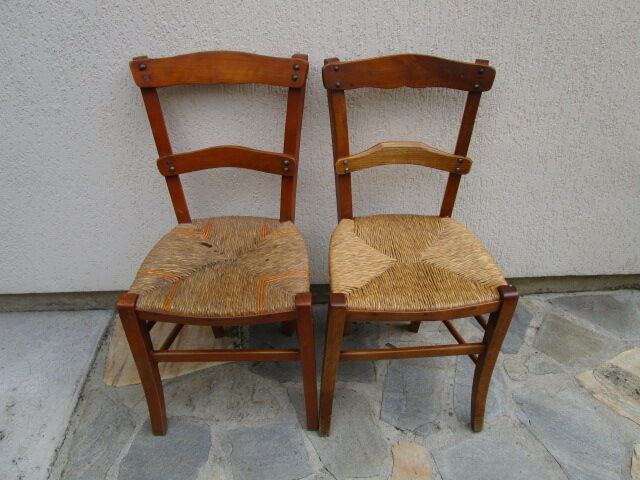 2 antique straw chairs