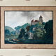 Watercolour painting XVIII "View of Lasaratz - Château de Sarraz" Canton of Va