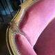Small antique Louis XV style pink velvet loveseat bench