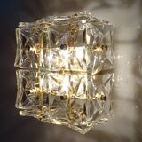 pair vintage wall lamps 60s golden crystal fine gold