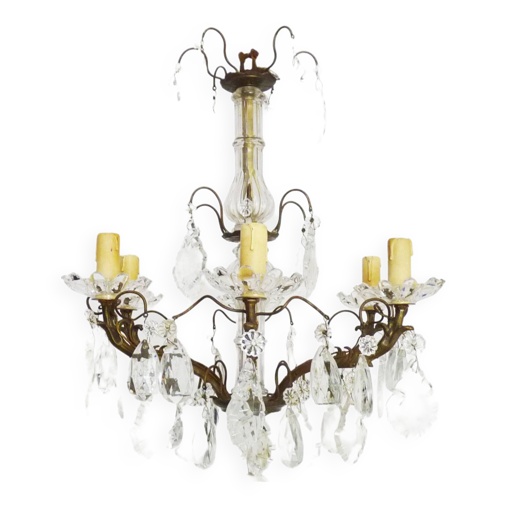 Ancien lustre Marie-Thérèse, suspension, luminaire ancien à 6 branches ...